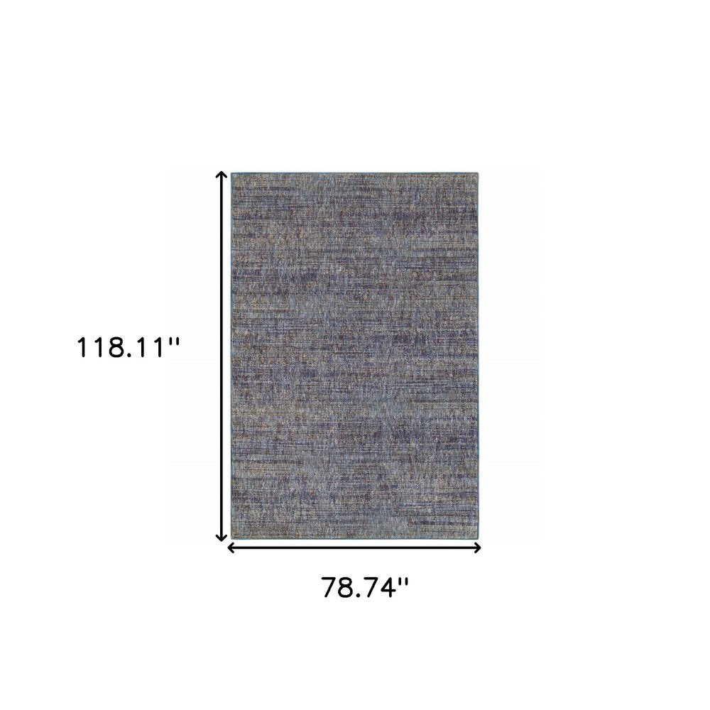 9' X 12' Blue and Ivory Power Loom Area Rug
