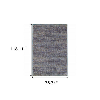 9' X 12' Blue and Ivory Power Loom Area Rug
