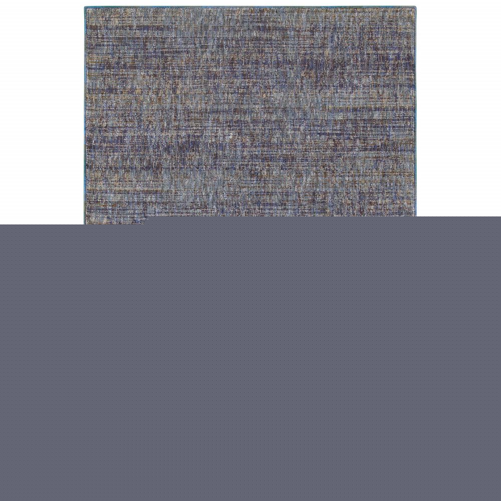 9' X 12' Blue and Ivory Power Loom Area Rug