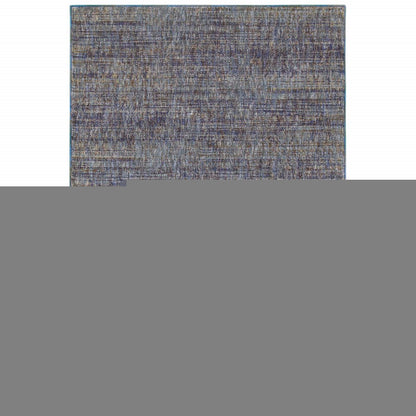 9' X 12' Blue and Ivory Power Loom Area Rug