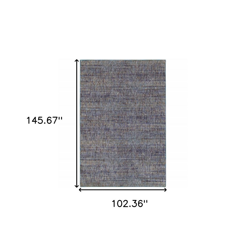 7' X 10' Blue and Ivory Power Loom Area Rug
