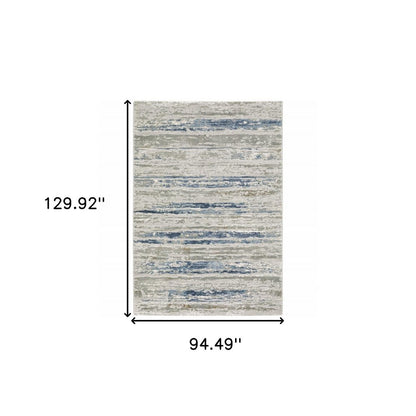10' X 13' Blue Ivory Grey Light Blue And Brown Abstract Power Loom Stain Resistant Area Rug