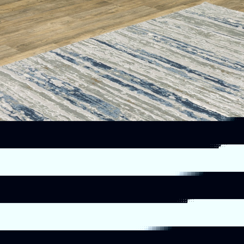 10' X 13' Blue Ivory Grey Light Blue And Brown Abstract Power Loom Stain Resistant Area Rug