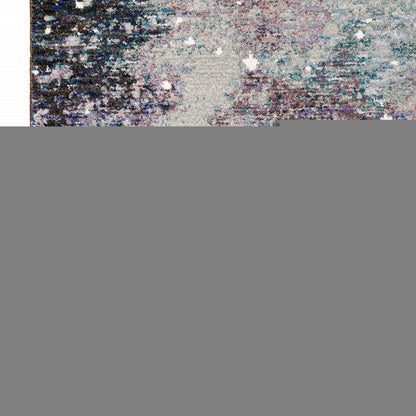 8' Purple And Ivory Abstract Runner Rug