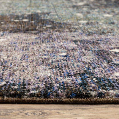 9' X 12' Purple and Ivory Abstract Power Loom Area Rug