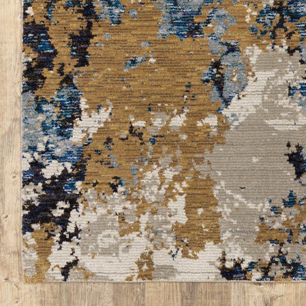 8' Gray And Ivory Abstract Runner Rug