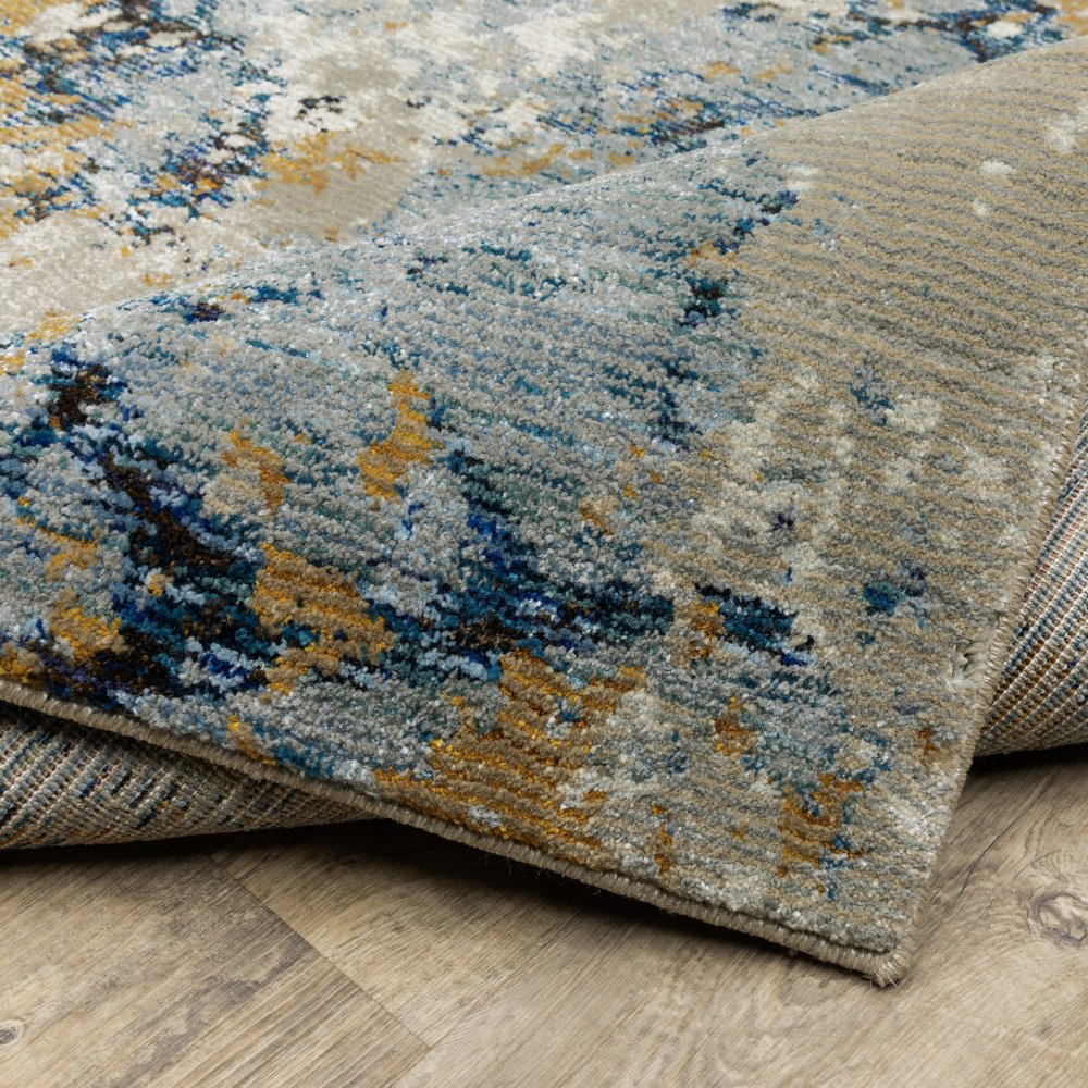 8' Gray And Ivory Abstract Runner Rug