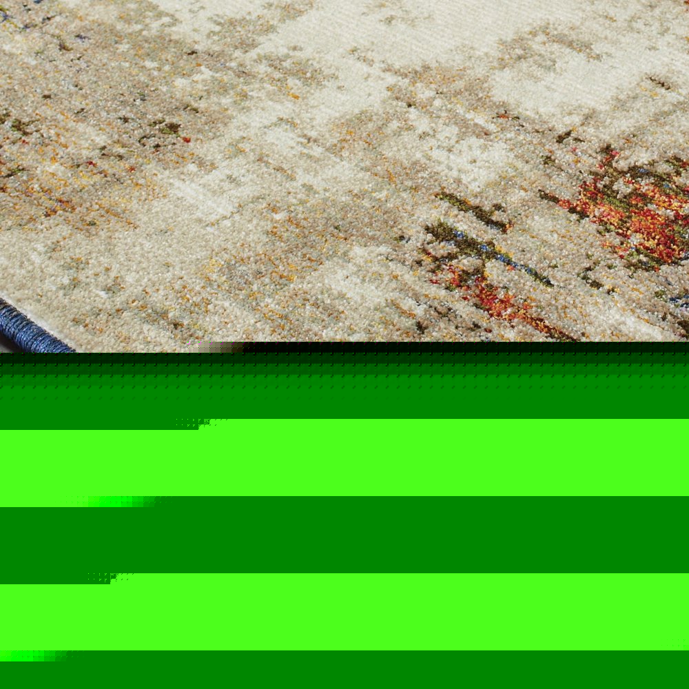 9' X 12' Blue and Beige Abstract Power Loom Area Rug