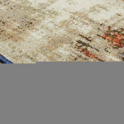 9' X 12' Blue and Beige Abstract Power Loom Area Rug