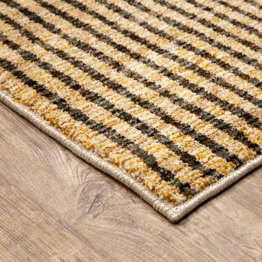 8' Blue And Beige Geometric Runner Rug