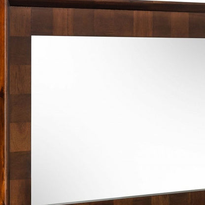 32" Dark Brown Solid Wood Framed Accent Mirror