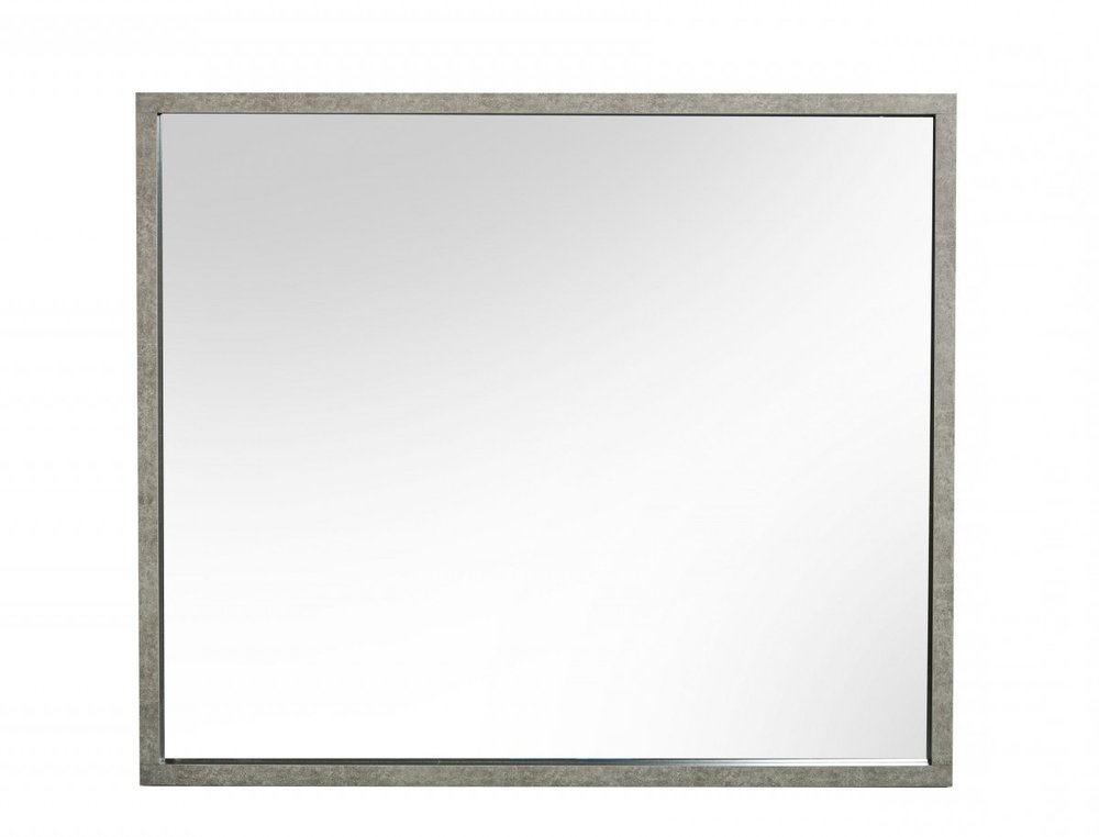 34" Gray Faux Concrete Framed Accent Mirror