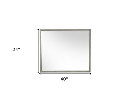 34" Gray Faux Concrete Framed Accent Mirror