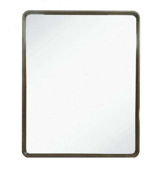 39" Dark Brown Solid Wood Framed Accent Mirror