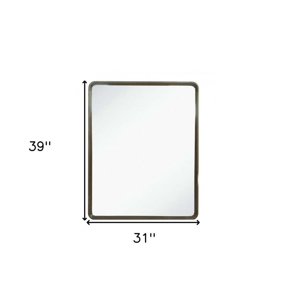39" Dark Brown Solid Wood Framed Accent Mirror