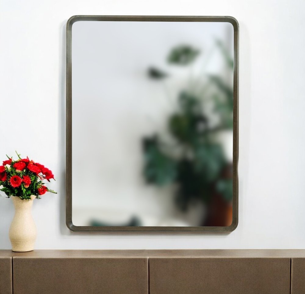 39" Dark Brown Solid Wood Framed Accent Mirror