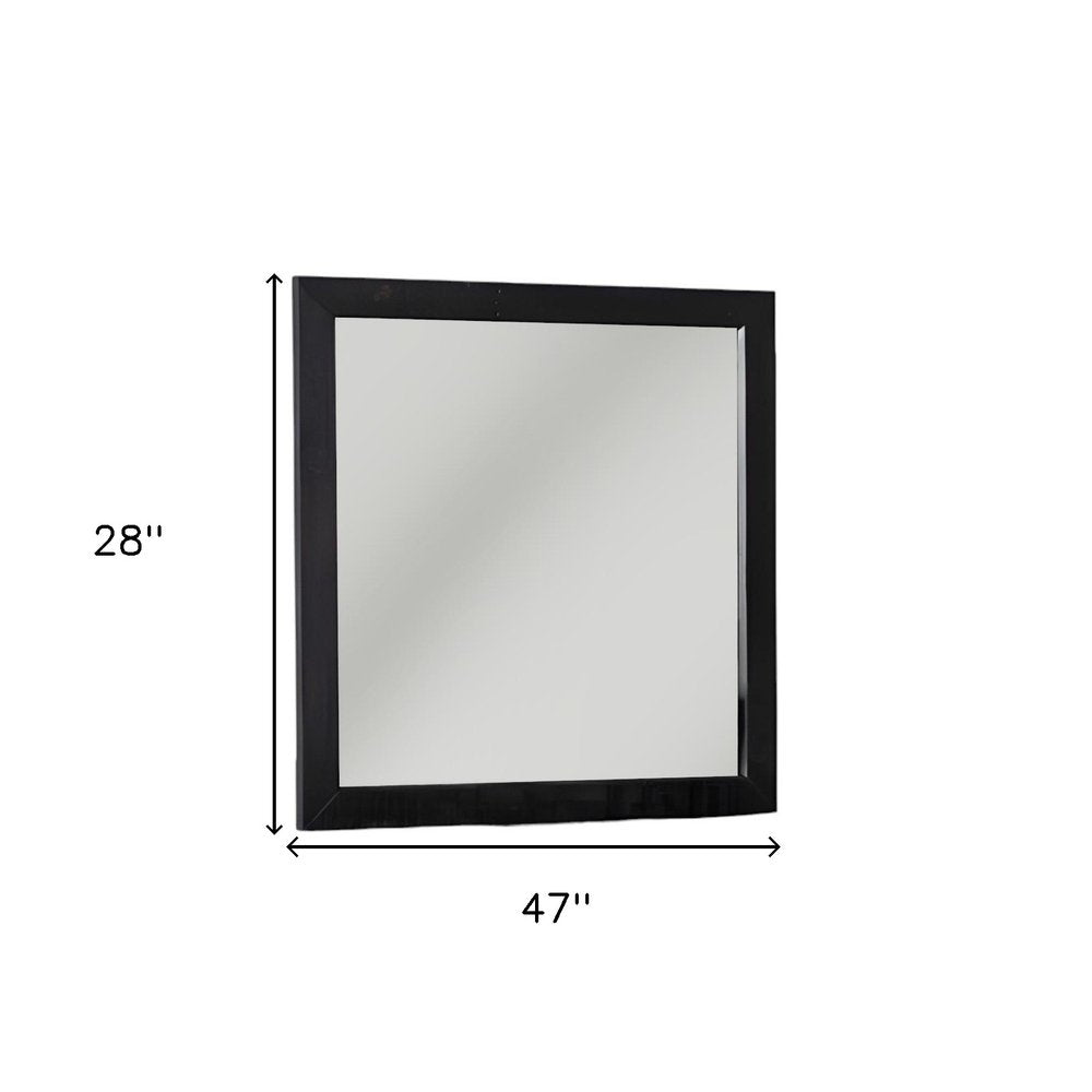 28" Dark Brown Solid Wood Framed Accent Mirror