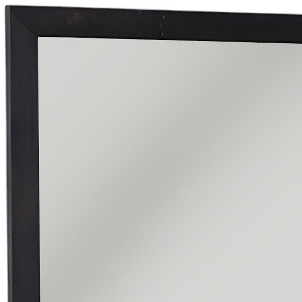 28" Dark Brown Solid Wood Framed Accent Mirror