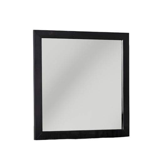 28" Dark Brown Solid Wood Framed Accent Mirror