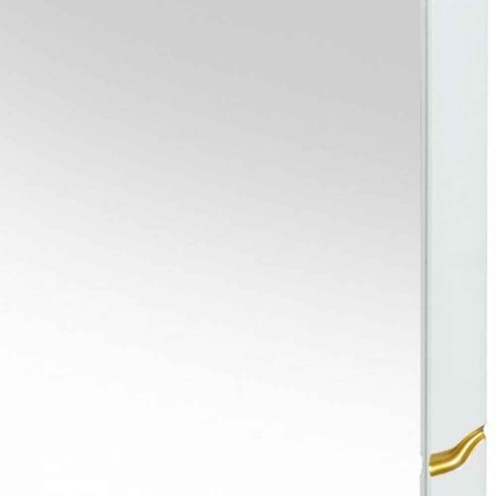 35" Gold and White Wood Framed Accent Mirror