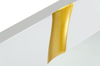 35" Gold and White Wood Framed Accent Mirror