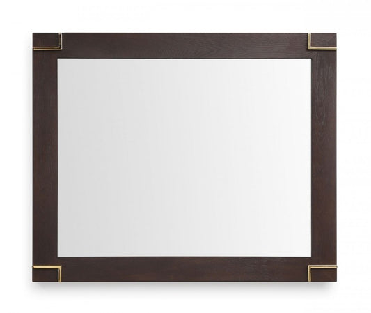 33" Brown and Gold Wood Framed Accent Mirror