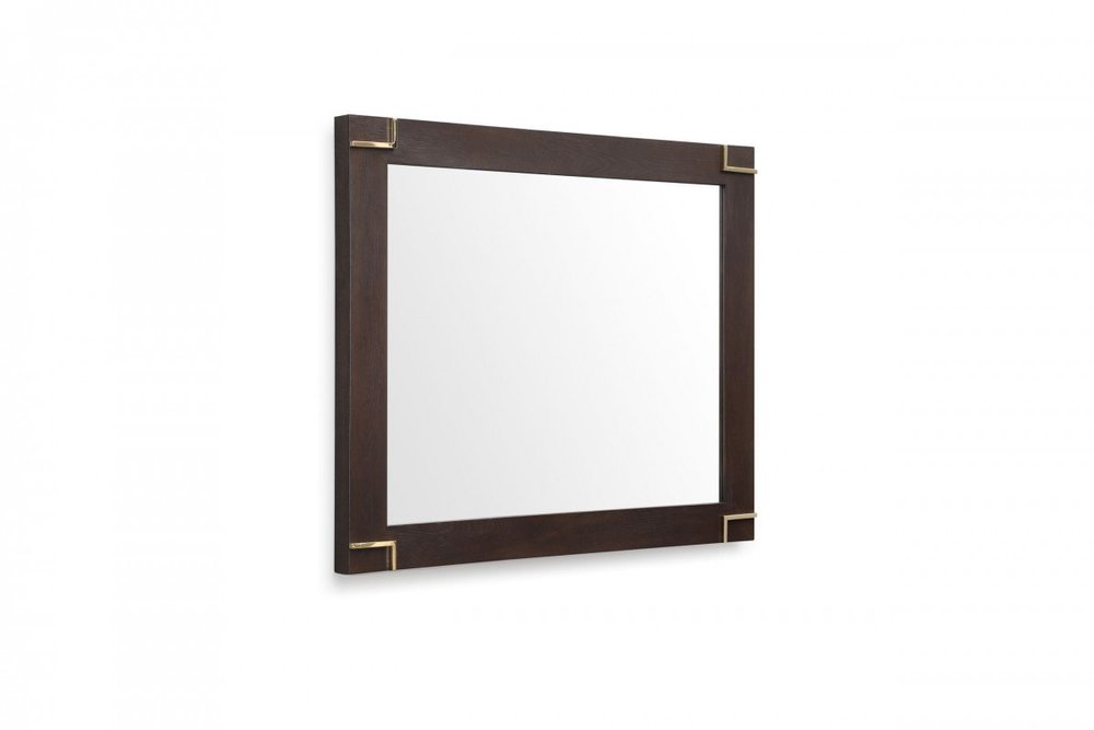 33" Brown and Gold Wood Framed Accent Mirror