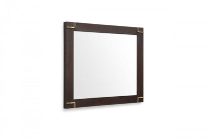 33" Brown and Gold Wood Framed Accent Mirror