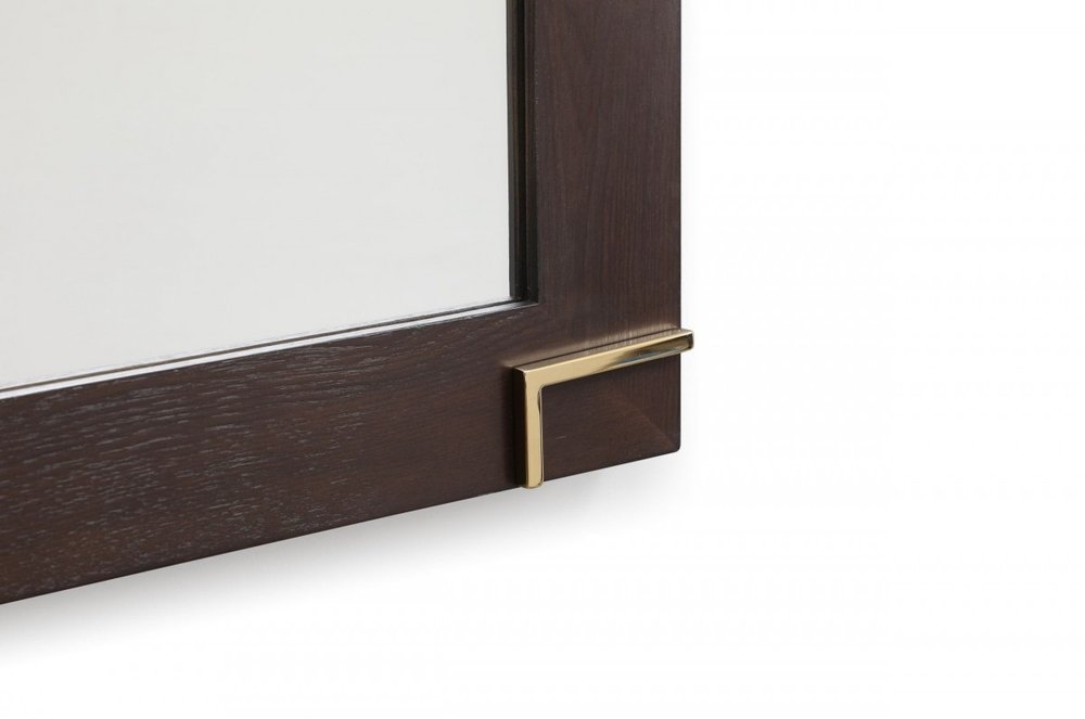 33" Brown and Gold Wood Framed Accent Mirror