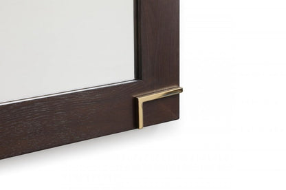 33" Brown and Gold Wood Framed Accent Mirror