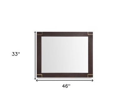 33" Brown and Gold Wood Framed Accent Mirror