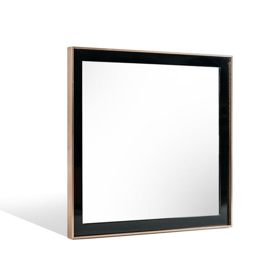 39" Rose Gold and Black Wood and Metal Framed Accent Mirror