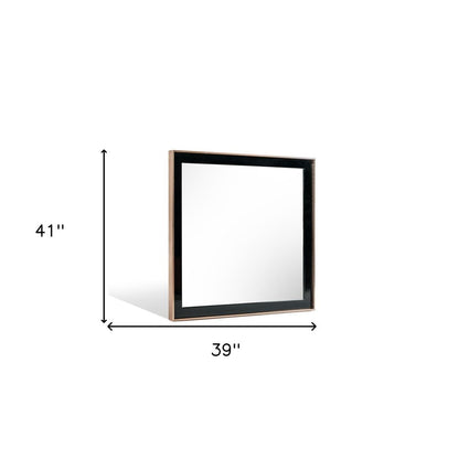 39" Rose Gold and Black Wood and Metal Framed Accent Mirror