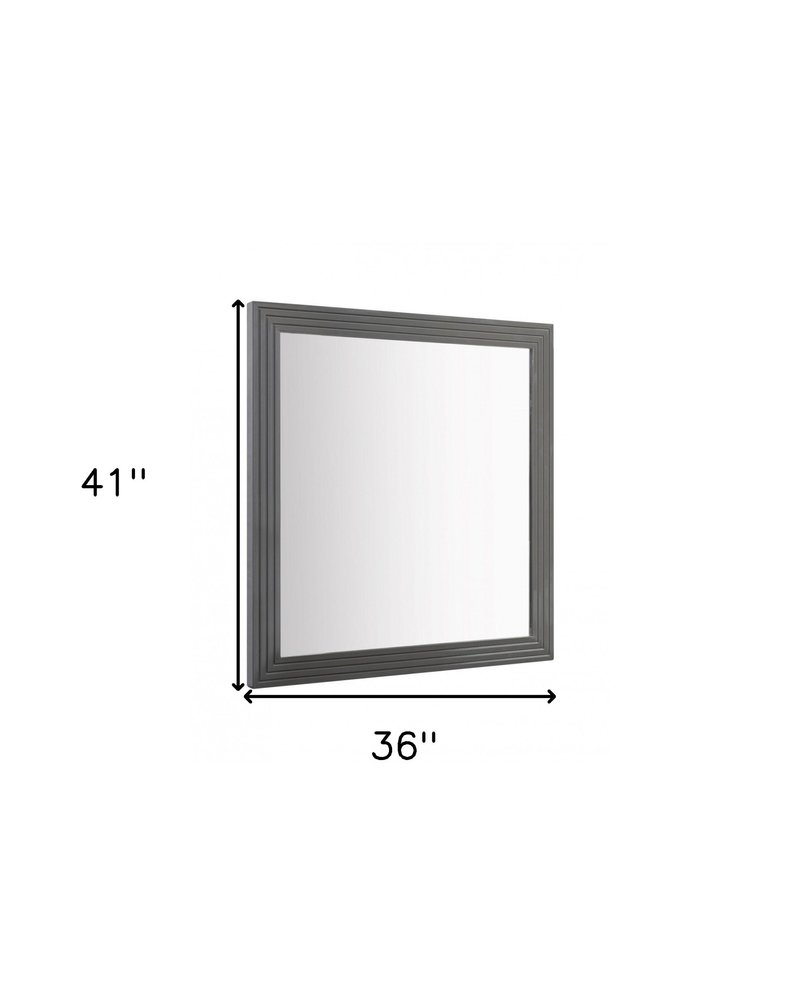 36" Gray Wood Framed Accent Mirror