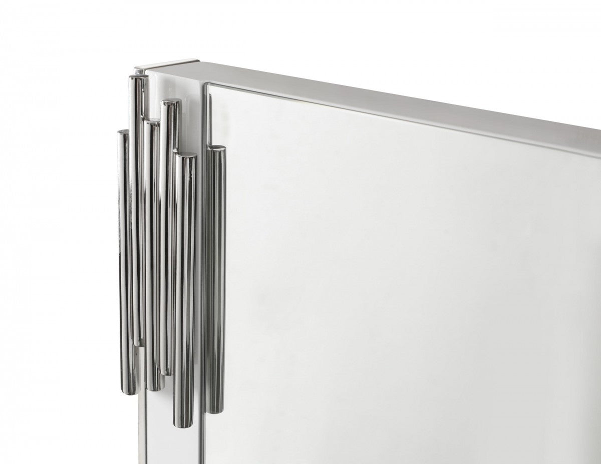 43" White Steel Framed Accent Mirror