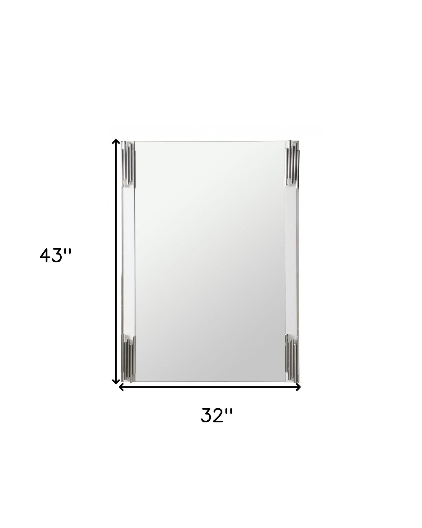43" White Steel Framed Accent Mirror