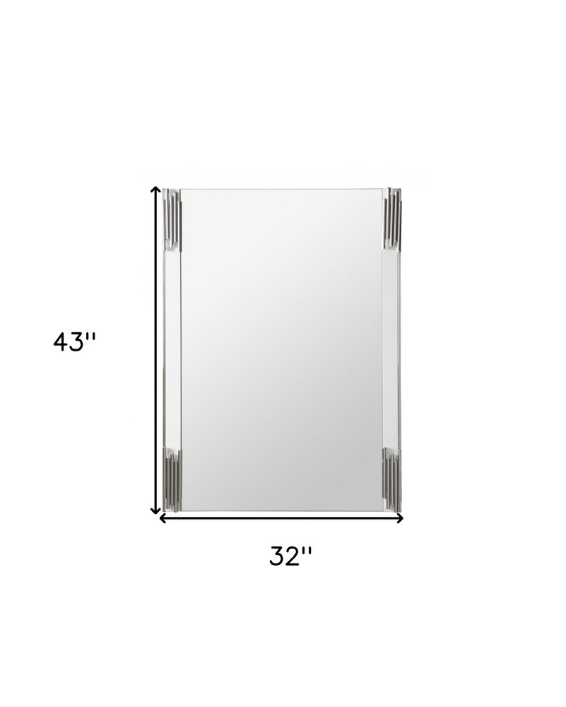 43" White Steel Framed Accent Mirror