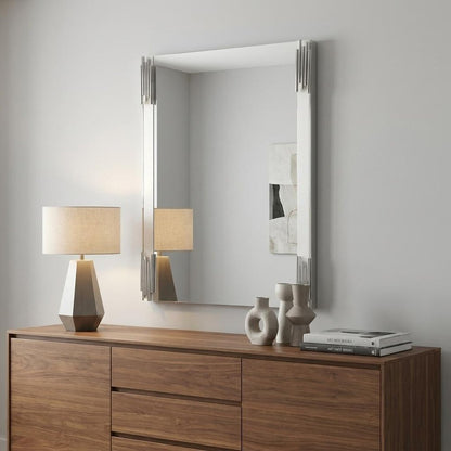 43" White Steel Framed Accent Mirror