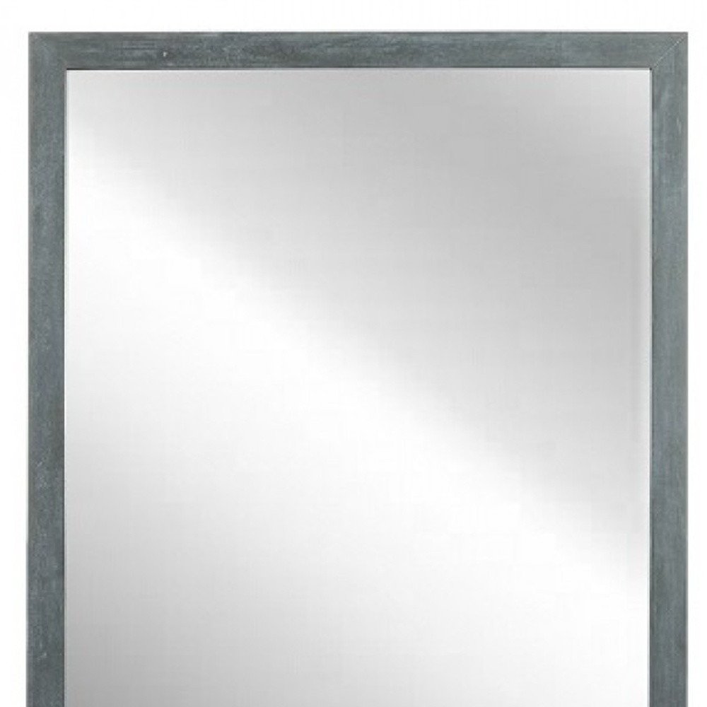 40" Dark Gray Solid Wood Framed Accent Mirror