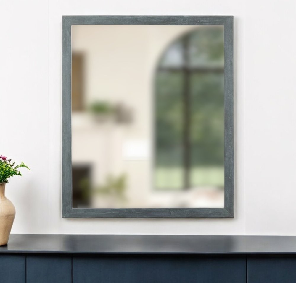 40" Dark Gray Solid Wood Framed Accent Mirror