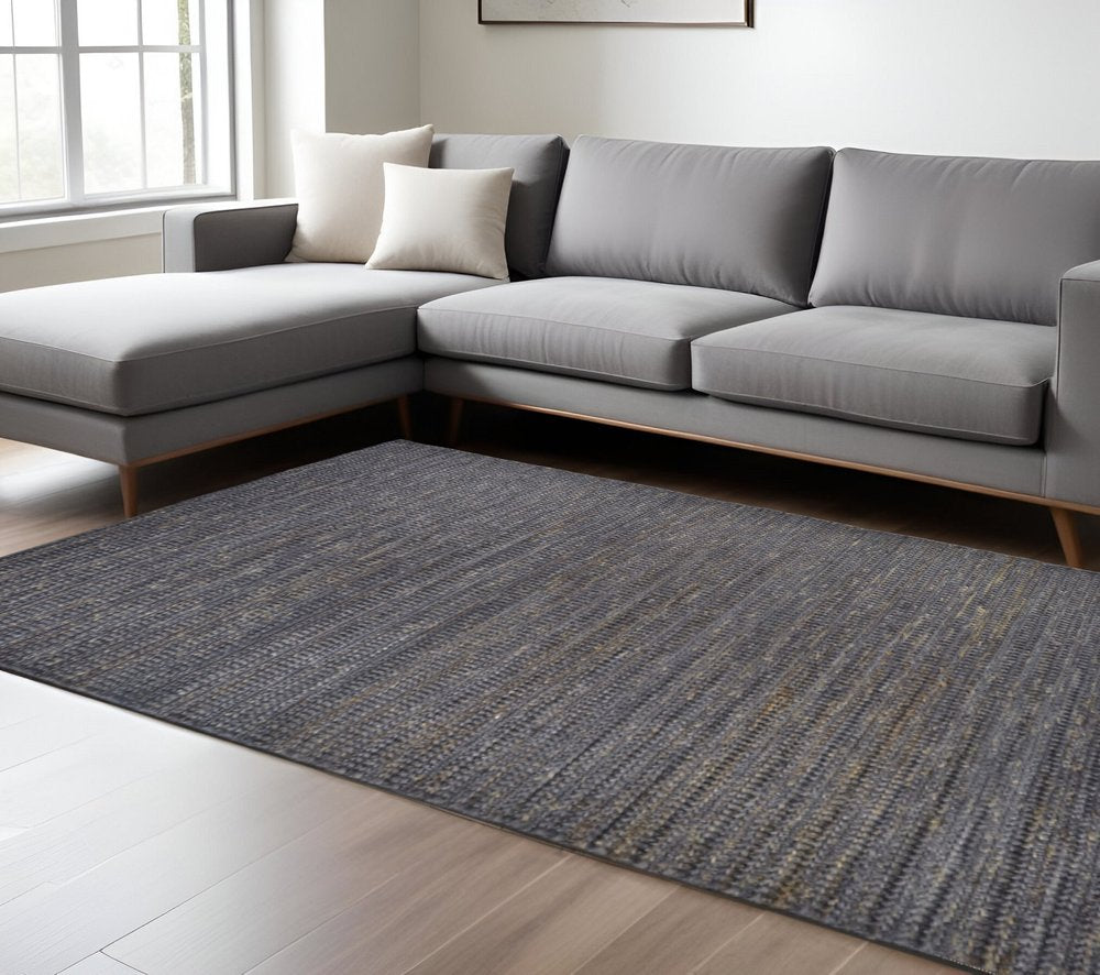 8' X 11' Brown Blue And Taupe Hand Woven Area Rug