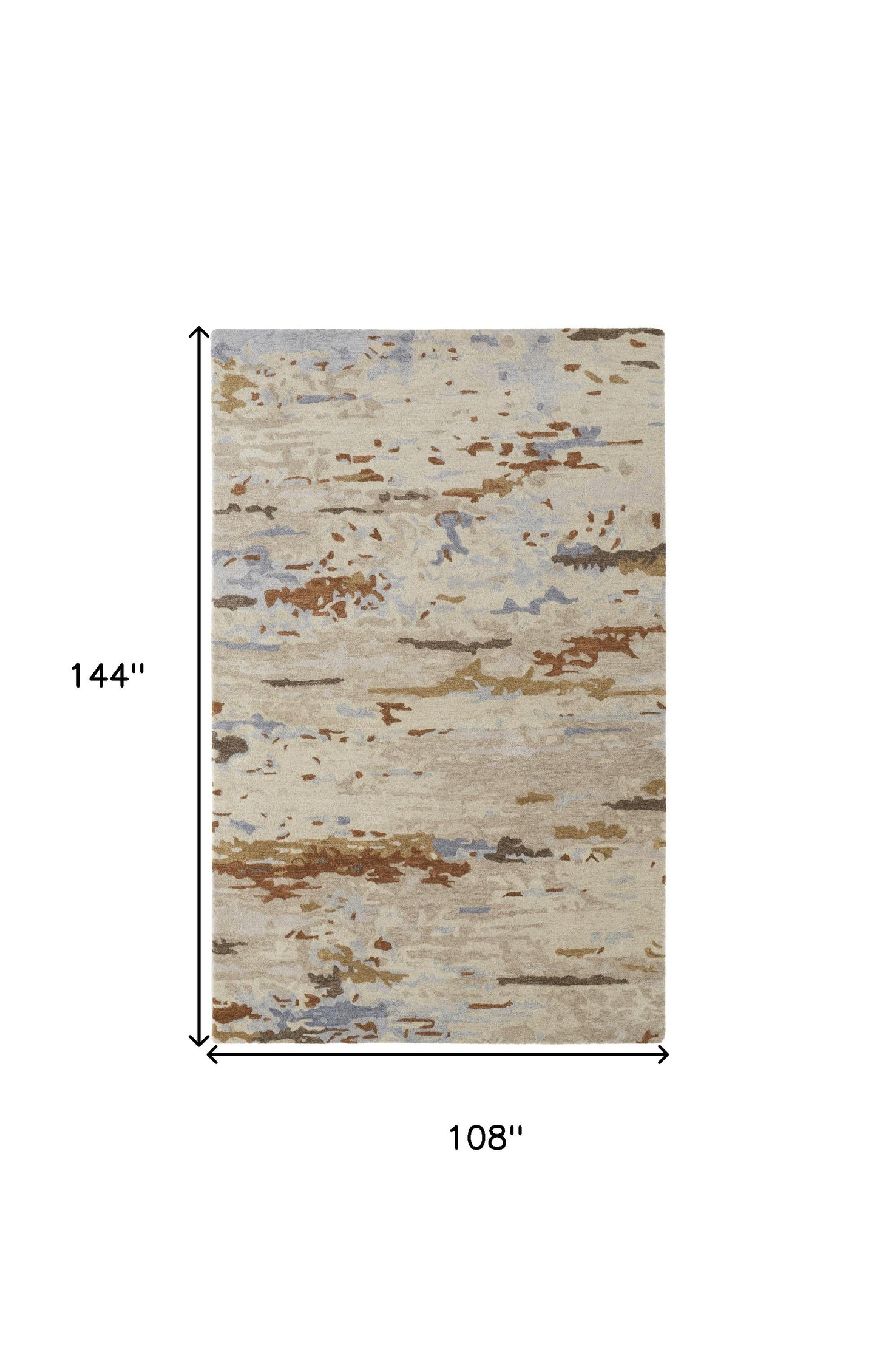 4' X 6' Ivory Blue And Brown Wool Abstract Tufted Handmade Stain Resistant Area Rug