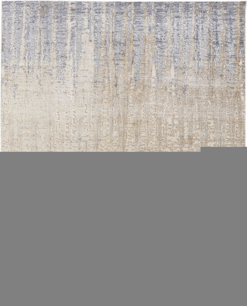 4' X 6' Tan And Blue Abstract Distressed Area Rug