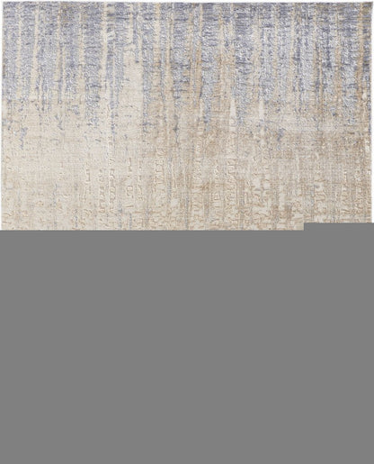 4' X 6' Tan And Blue Abstract Distressed Area Rug