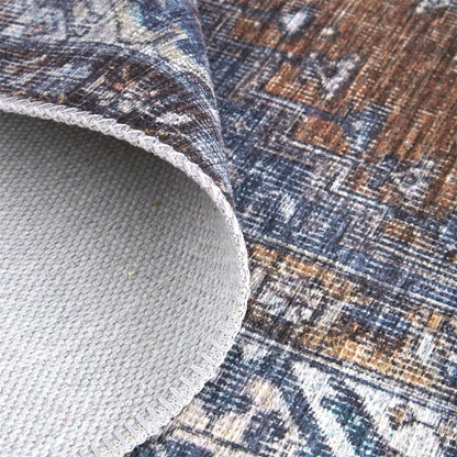 9' X 12' Blue And Ivory Floral Medallion Area Rug