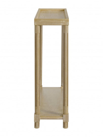 Set of Two Oak Solid Wood End Tables With Shelf