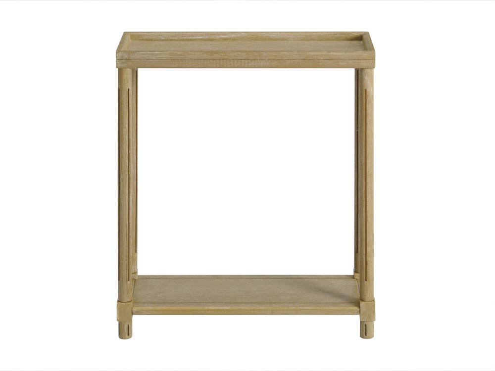 Set of Two Oak Solid Wood End Tables With Shelf