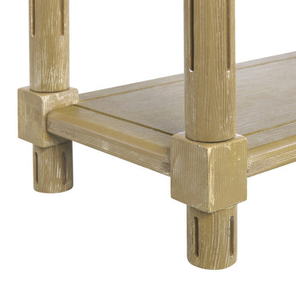 Set of Two Oak Solid Wood End Tables With Shelf