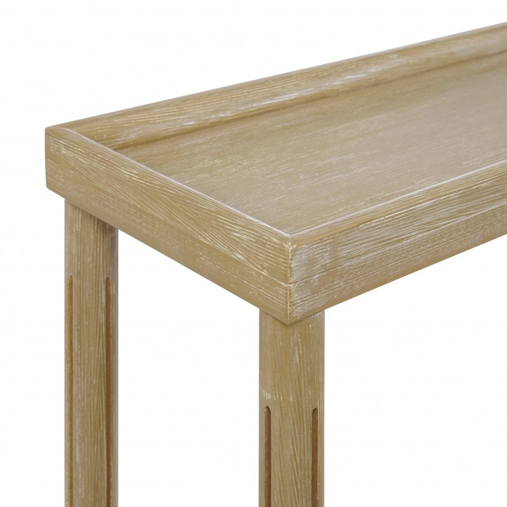 Set of Two Oak Solid Wood End Tables With Shelf