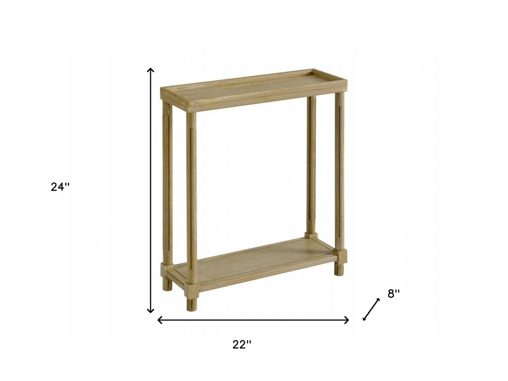 Set of Two Oak Solid Wood End Tables With Shelf
